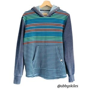 Lost at Sea Men’s Stripped Hoodie with Front Pouch Pocket Size Small Nautical